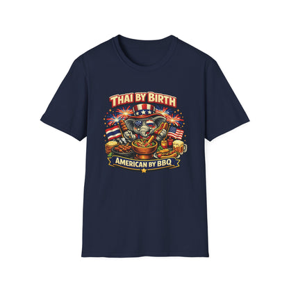 Thai by birth, American by BBQ Unisex Softstyle Tee