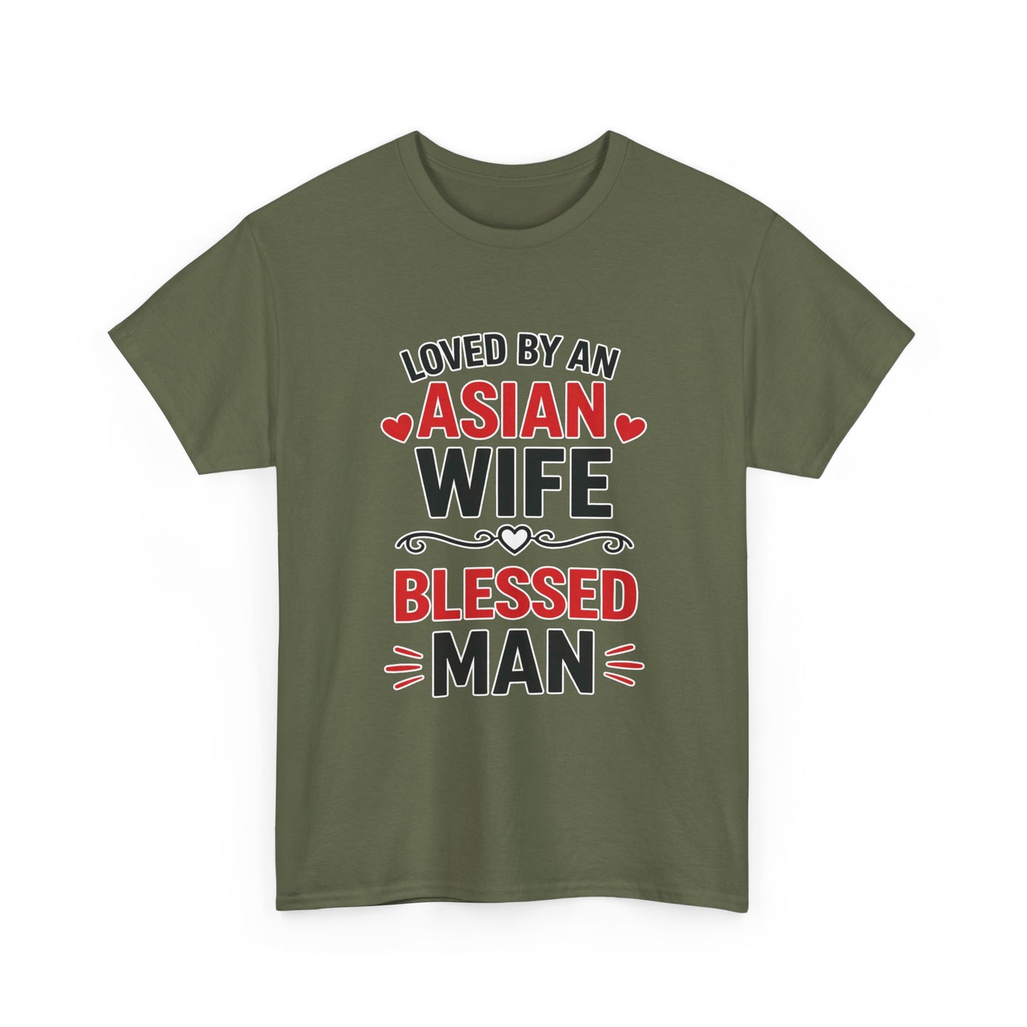 Loved By An Asian Wife Blessed Man Heavy Cotton Tee