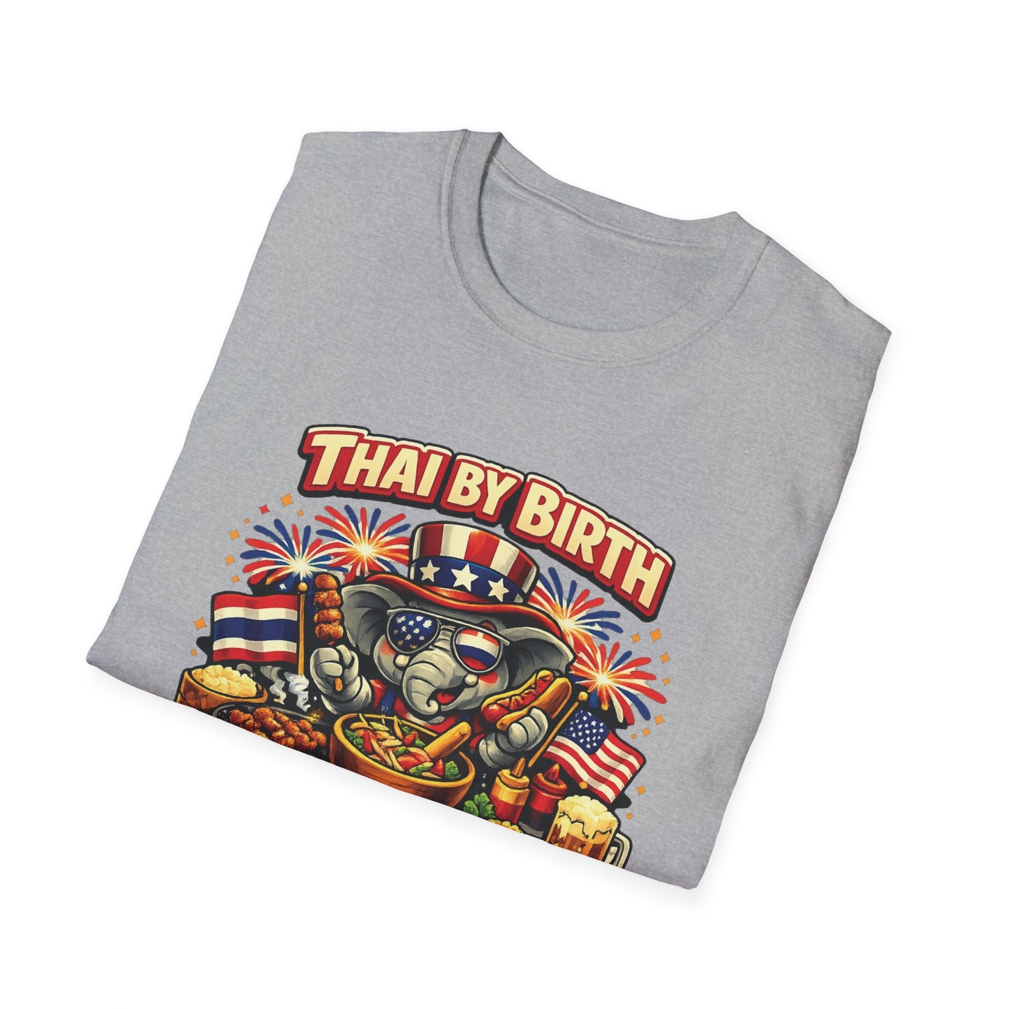 Thai by birth, American by BBQ Unisex Softstyle Tee