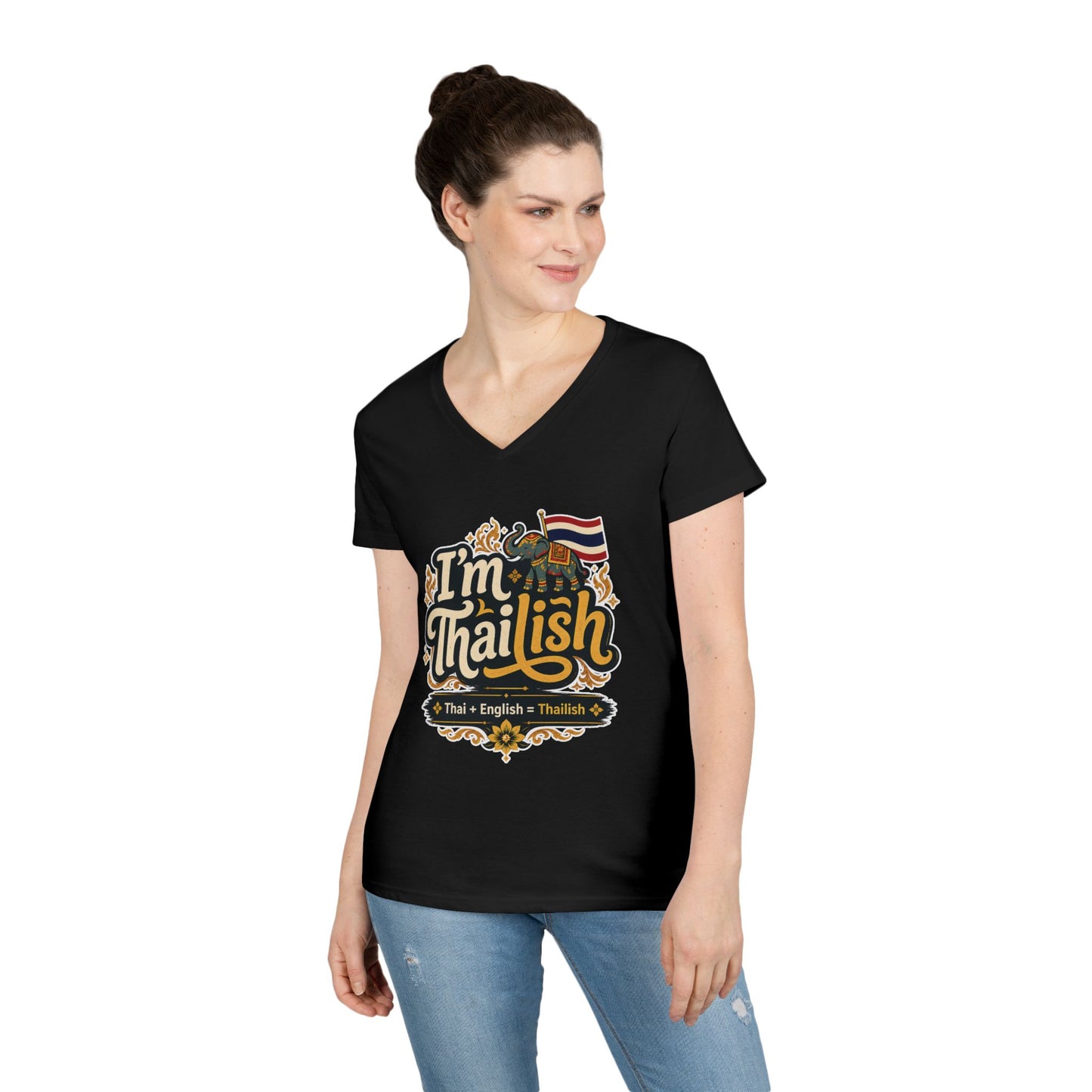 I'm Thailish Of Course I Can Speak Thai Ladies' V-Neck T-Shirt
