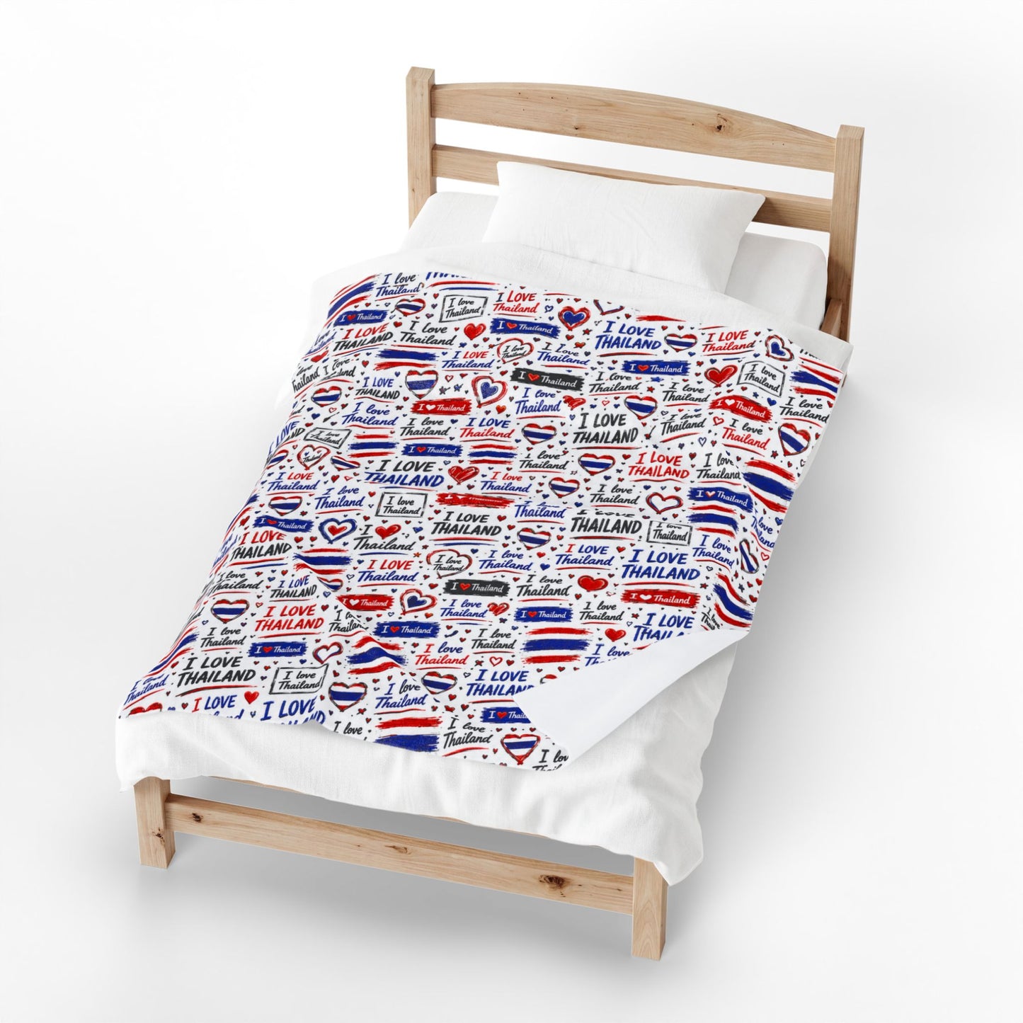 I Love Thailand Velveteen Plush Blanket