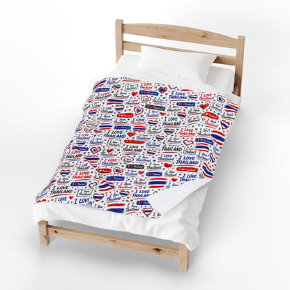 I Love Thailand Velveteen Plush Blanket