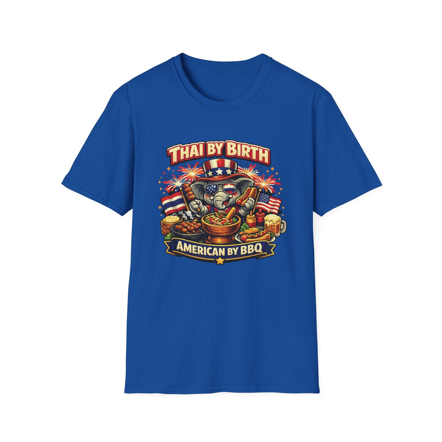 Thai by birth, American by BBQ Unisex Softstyle Tee