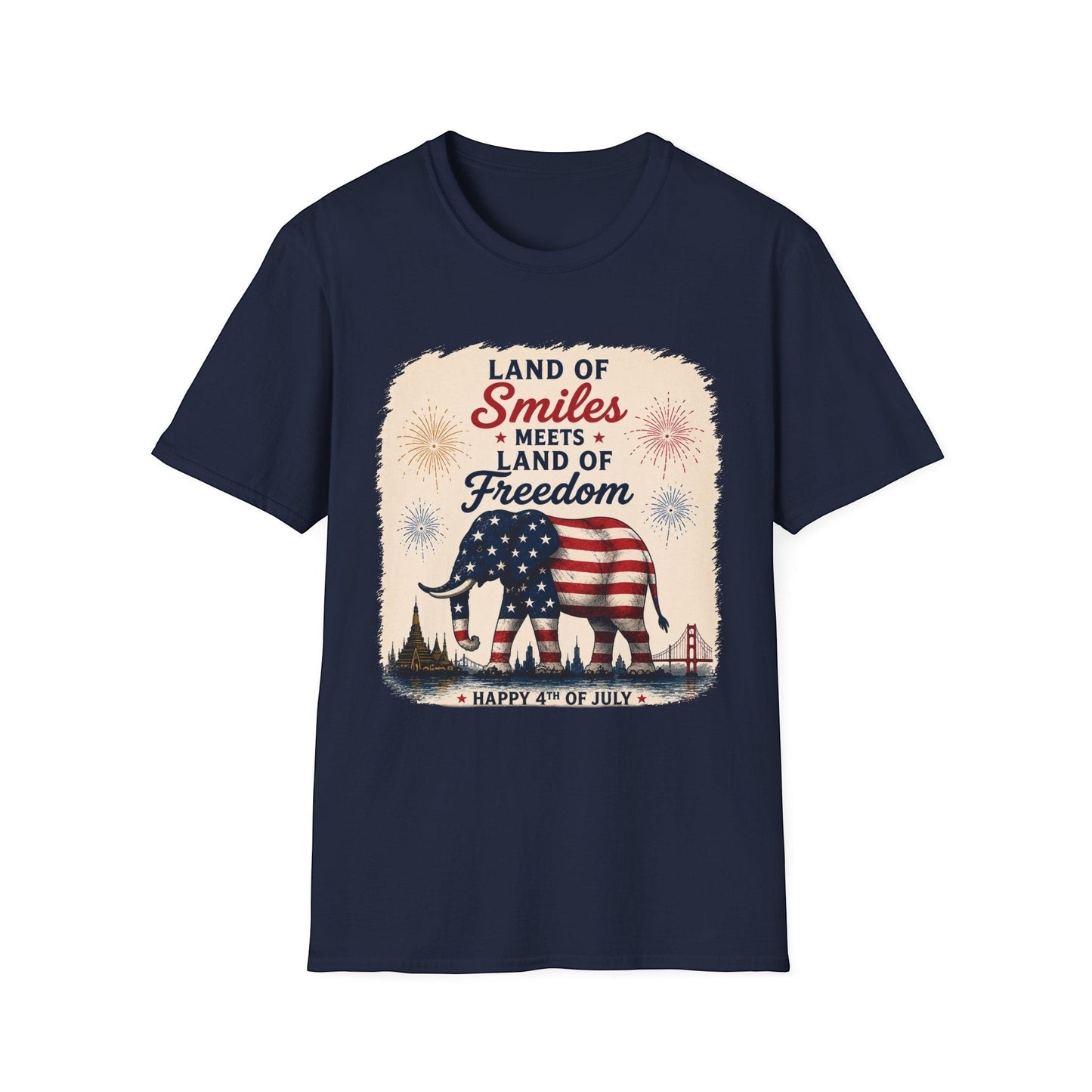 Land of Smiles Meets Land of Freedom 4th of July Unisex Tee
