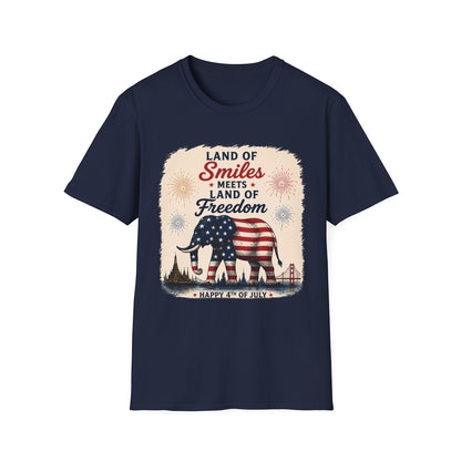 Land of Smiles Meets Land of Freedom 4th of July Unisex Tee
