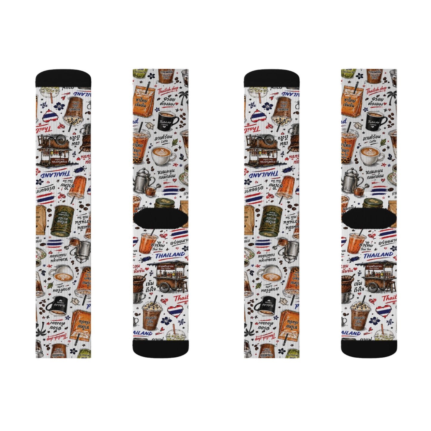 Thai Drinks Patterns Crew Socks