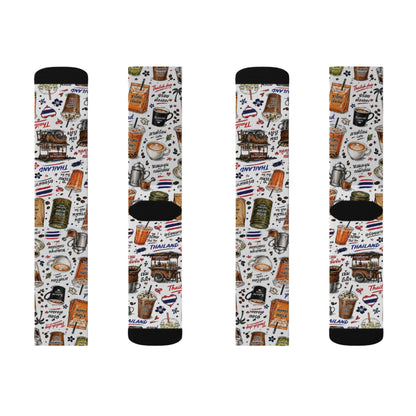 Thai Drinks Patterns Crew Socks