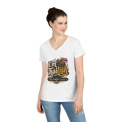 I'm Thailish Of Course I Can Speak Thai Ladies' V-Neck T-Shirt