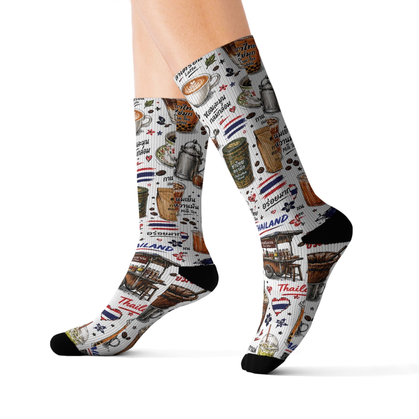 Thai Drinks Patterns Crew Socks