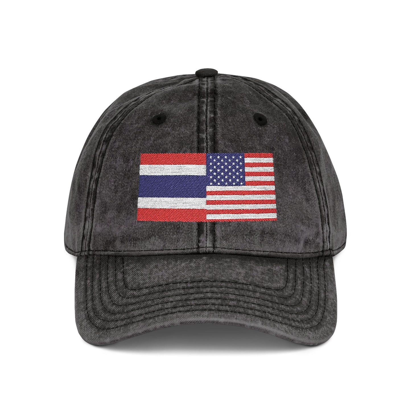 TH+US Flags Vintage Embroidered Baseball Cap