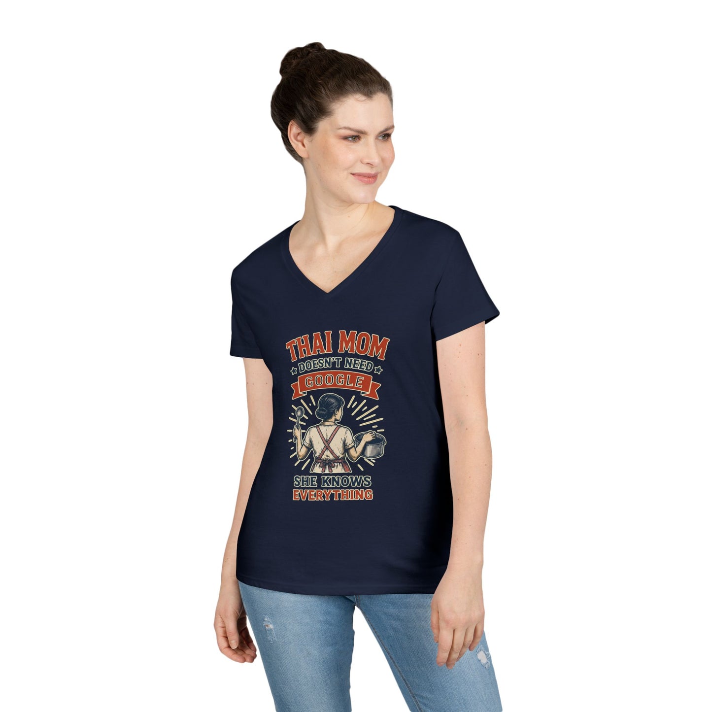 Thai Mom Doesn’t Need Google, She Knows Everything V-Neck Tee