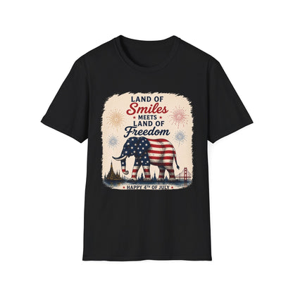 Land of Smiles Meets Land of Freedom 4th of July Unisex Tee