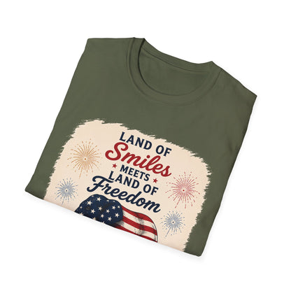 Land of Smiles Meets Land of Freedom 4th of July Unisex Tee