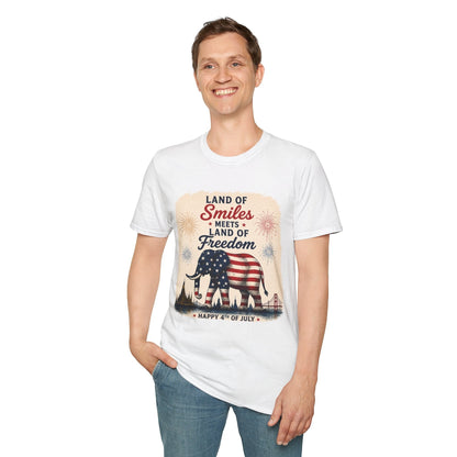 Land of Smiles Meets Land of Freedom 4th of July Unisex Tee