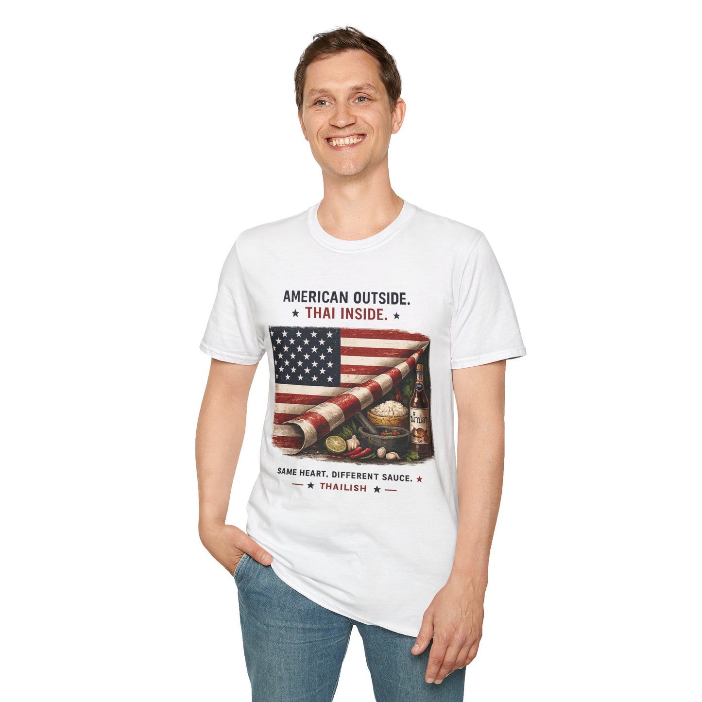 American Outside Thai Inside Unisex Softstyle Tee