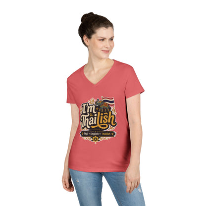 I'm Thailish Of Course I Can Speak Thai Ladies' V-Neck T-Shirt