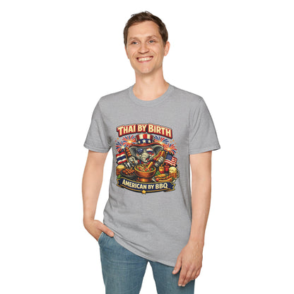 Thai by birth, American by BBQ Unisex Softstyle Tee