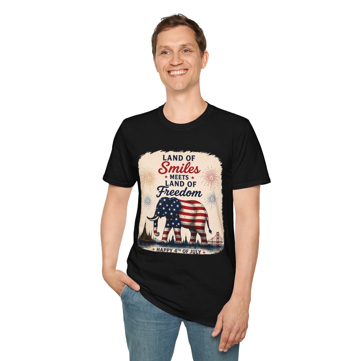 Land of Smiles Meets Land of Freedom 4th of July Unisex Tee