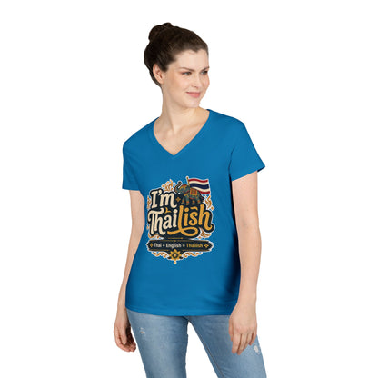 I'm Thailish Of Course I Can Speak Thai Ladies' V-Neck T-Shirt
