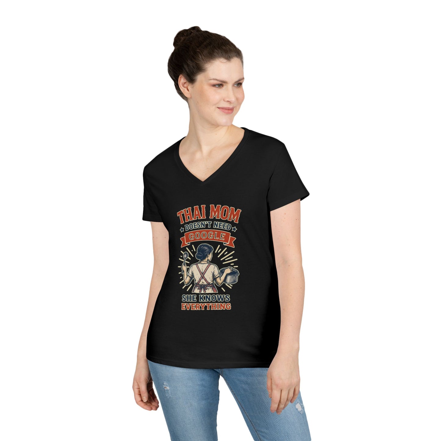 Thai Mom Doesn’t Need Google, She Knows Everything V-Neck Tee