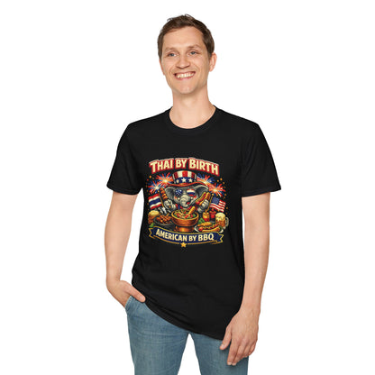 Thai by birth, American by BBQ Unisex Softstyle Tee