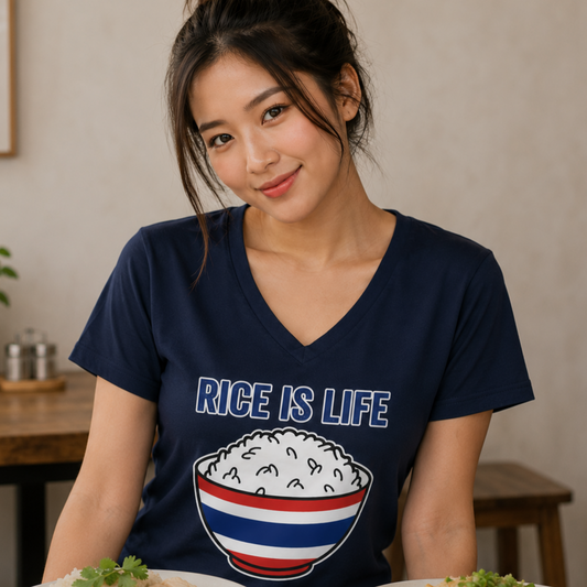 Rice is Life (Front) V-Neck Tee