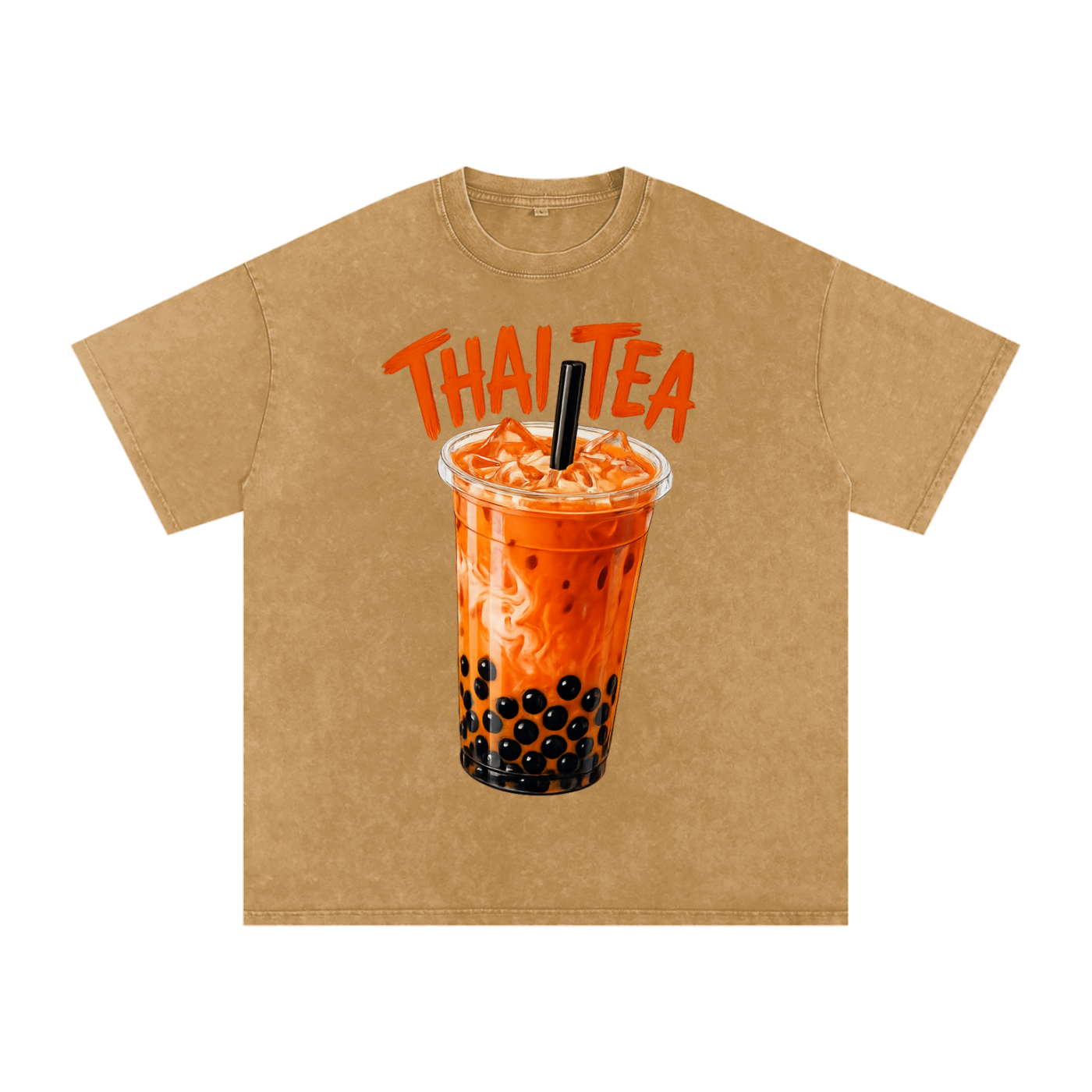 Thai Tea Snow Washed Oversized Unisex Cotton T-Shirt