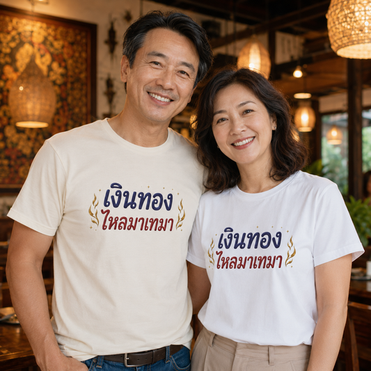 เงินทองไหลมาเทมา Money and wealth flow in continuously. Unisex SoftStyle Tee